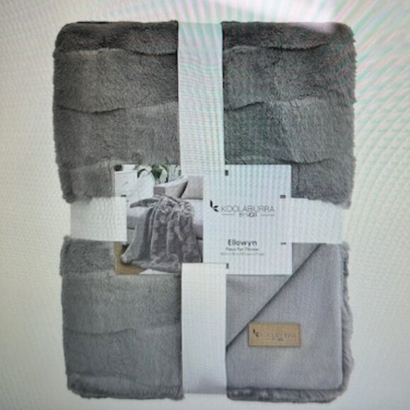 Koolaburra by UGG Ellowyn Faux Fur Reversible Design Wild Dove Throw - Picture 8 of 9